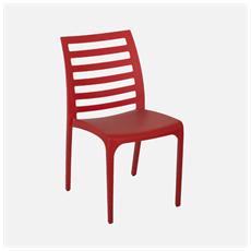 Пластмасов стол с решетъчен гръб Червен